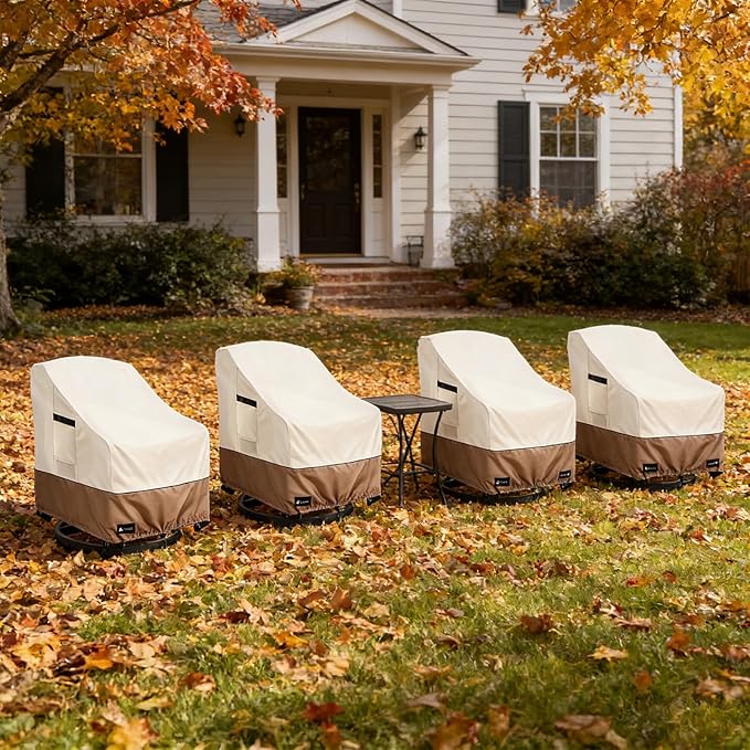 Outdoor Swivel Rocker Chair Cover 2Pack, Waterproof Rocking Chair Covers, All-Weather Protection Outdoor Lawn Patio Furniture Covers for Patio Chair 35" W x 38" D x 32" H, Beige