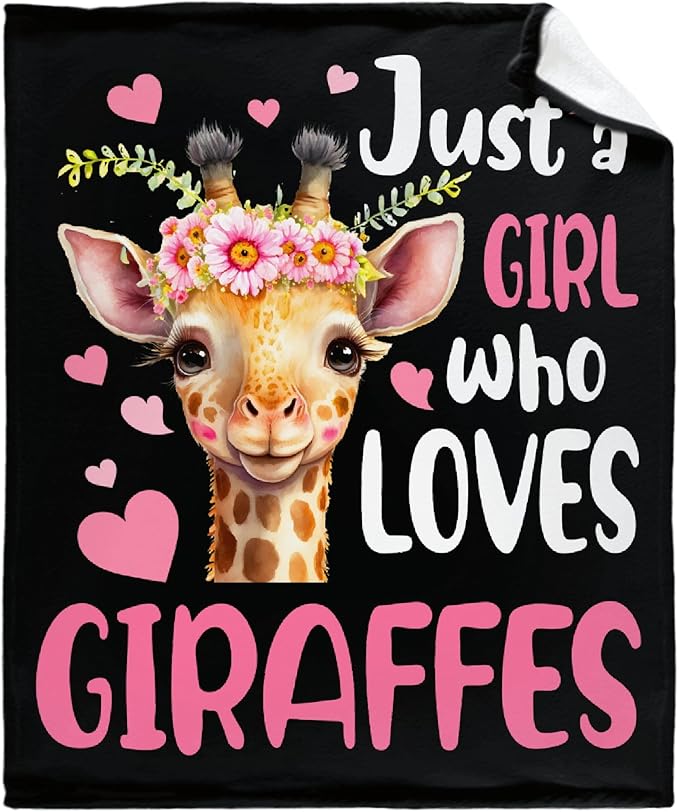 Just A Girl Who Loves Giraffes Blanket Lightweight Cozy Flannel Fleece Throw Blanket Best Gift Home Decor for Bed Couch Outdoor Camping 40"x30" XS for Pets Toddler