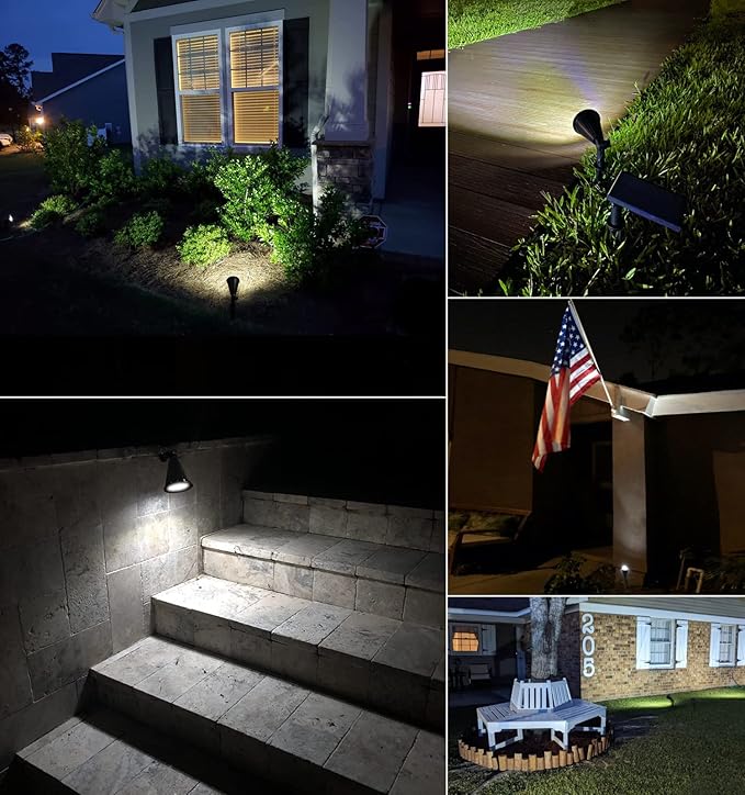 MEIHONG Solar Spot Light Outdoor, Waterproof Solar LED Landscape Lights Dusk to Dawn, 2-in-1 Solar Spotlight Solar Powered Accent Lights for Garden Porch Walkway Patio (4 Pack)