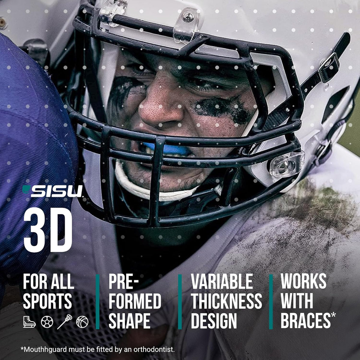SISU 3D Mouthguard - Pre-Formed, Easy-Fit Protection for Lacrosse, Football & Hockey - Remoldable Up to 20 Times