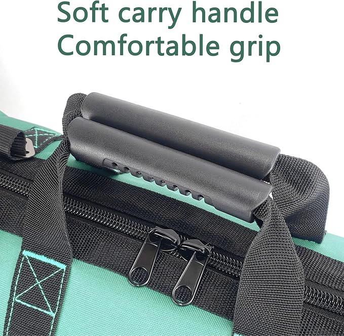 Women Heavy Duty Tool Bag with Molded base,Garden Storage Organizer for Tools,16 x 7.5 x 10.5 inches,600D Polyester Fabric(Teal)