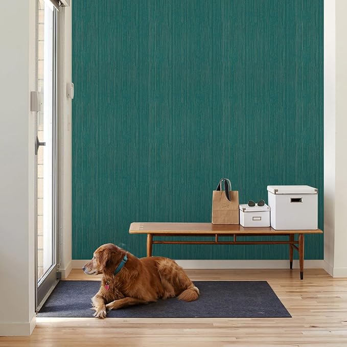 Teal Grasscloth Peel and Stick Wallpaper Texture Contact Paper A Set of 15.7" X