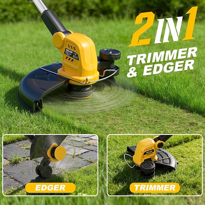 ZEGJAW 2-in-1 Leaf Blower + 12-Inch 20v Cordless String Trimmer Combo Kit, 8 Pcs Replacement Spools, 2x2.0Ah Batteries & Charger Included, for Lawn, Garden,Yard, etc