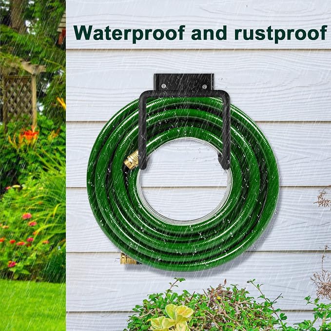 Metal Garden Hose Holder - Wall Mount Heavy Duty Holds Up to 150Ft Hose for Hose Reel/Garden Hose