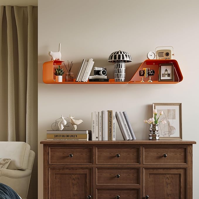 Sttoraboks Floating Wall Shelves Set of 3, Metal Mounted Shelf