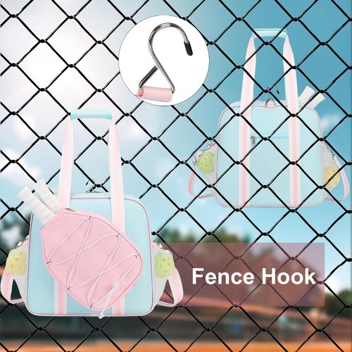 ACESAK Pink Large Pickleball Bag for Women Men Teens with 2 In 1 Insulated Pocket & Fence Hook