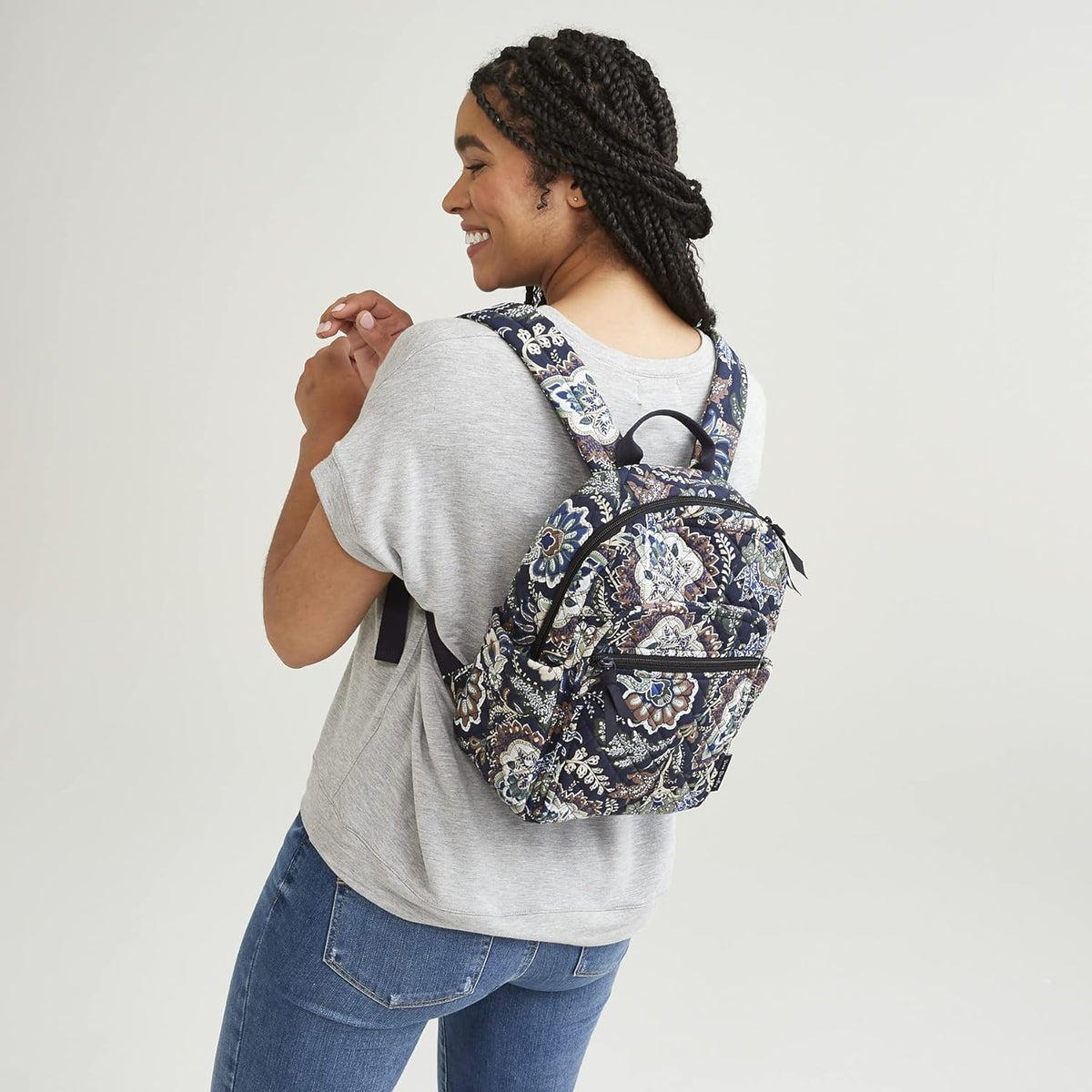 Vera Bradley Small Cotton Backpack - Stylish True Navy Design | Perfect for Everyday Use