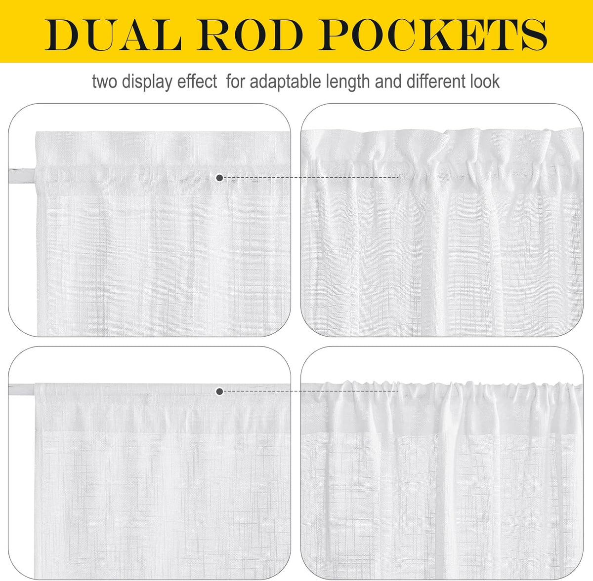 NICETOWN Lined Look Door Panel - Semitransparent Voile Window Curtain Panel Semi Sheer for Patio/Sliding Glass Door with One Bonus Tieback, 52" Width by 72" Length, White