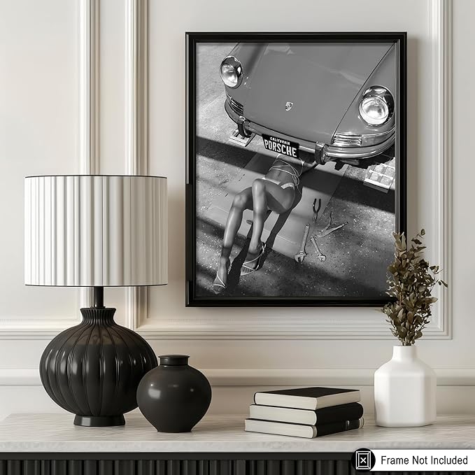 Poster Master Woman Under Classic Car Poster