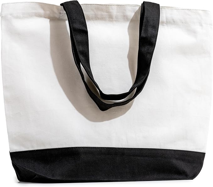 Carrywell (Not Made In China) Canvas Tote Bags 12-Pack, 15"x 18.5" Reusable Cotton Shopping Bag, Durable 13oz Organic Cloth With Handles
