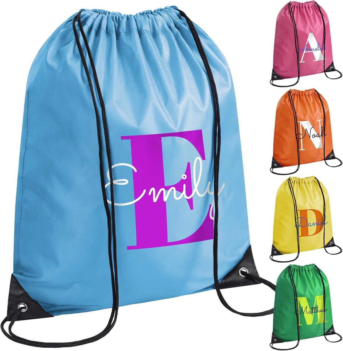 Skiennix Custom Drawstring Bags - Personalized Name Logo Pouch, 13.4” x 17” Size | Bulk Options Available