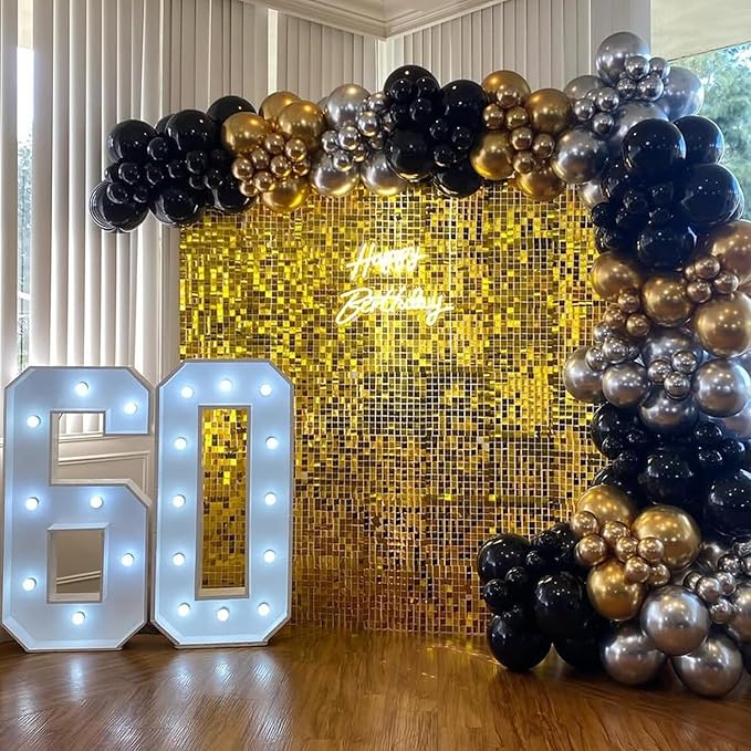 COKAOBE Gold Shimmer Wall Backdrop, 24 Panels Square Sequin Shimmer Backdrop