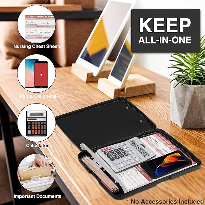 Sooez Clipboard with Storage, Clip Board 8.5 x 11 with Pen Holder, Plastic Organization Case Box for Letter Legal A4 Size Paper, Low Profile Clip, Nurses Teachers Must Haves, School & Office Supplies