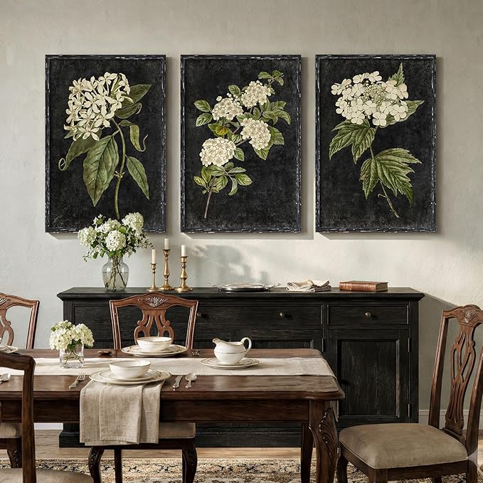 Vintage Framed Hydrangea Floral Wall Art