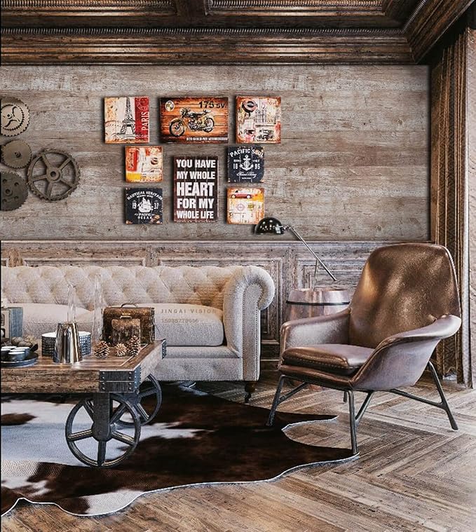 Dimoon78.7"x17.7'' Wood Wallpaper Brown Grey Dark Wood Contact Paper Gray Brown