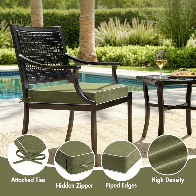 MIULEE Green Outdoor Bench Cushion Set of 1, 48x18x3 Inch Waterproof Patio Seat Cushions for Swing and Outdoor Furniture Couch Sofa, 3 Year Color Fastness High Density Foam with Adjustable Ties