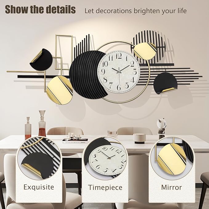 ERMOFAV Metal Wall Art, Abstract Modern Creative Geometric Round Art Decor 56"