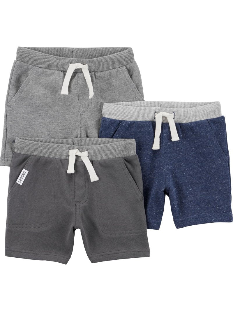 Simple Joys by Carter's baby-boys Multi-pack Knit Shorts, Navy Heather/Charcoal Heather/Grey, 18 Months