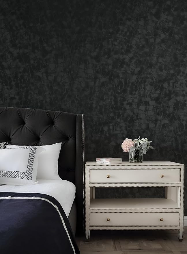Yasinet Peel and Stick Wallpaper Black Removable Wallpaper Modern Black Contact