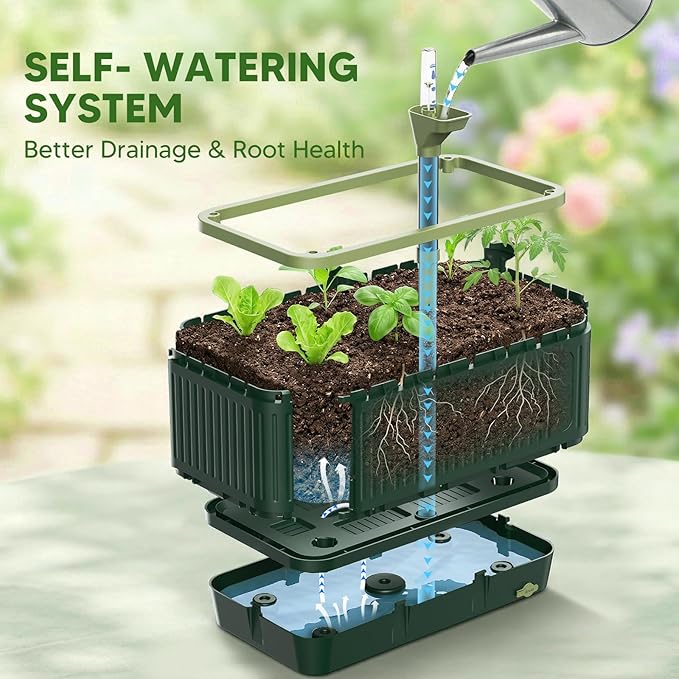 Raised Garden Bed with Tomato Cages，52"/4.3ft Tomato Planter with Trellis,Adjustable Height,Self Watering Planter Box for Vegetables & Climbing Plant Indoor Outdoor Balcony Patio (2)