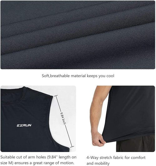 EZRUN Men's Sleeveless Shirt Quick Dry Workout Swim Shirt Gym Muscle Athletic Beach Tank Top Big and Tall