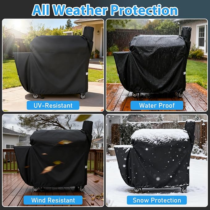 Utheer Grill Cover for Rectec RT-1250, RT-700, RT-680, Flagship 1100 | 600D Heavy Duty, Waterproof, Fade Resistant, Elastic Drawstrings, Wood Pellet Grills