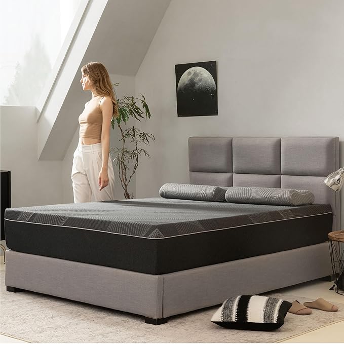 Twin XL Mattress 12 Inch Charcoal Memory Foam in a Box, CertiPUR-US Certified Fiberglass Free, Gel Mattress, Made in The USA of US Foam, 80" × 38" × 12", Medium