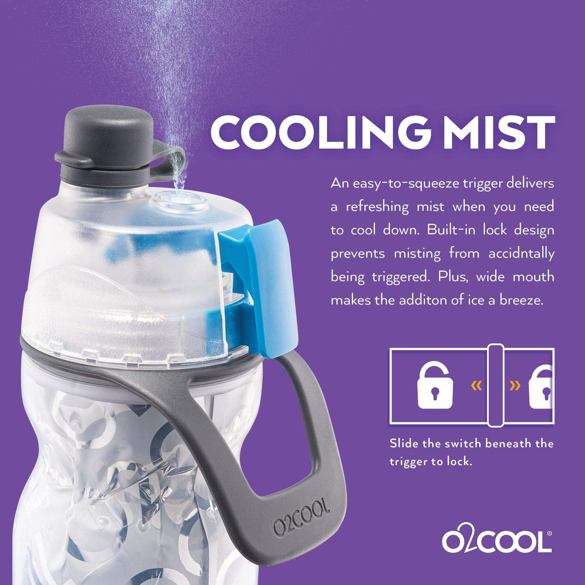 O2COOL ArcticSqueeze Insulated Mist 'N Sip Water Misting Bottle - Tie Dye, 20 Fluid Ounces, Plastic