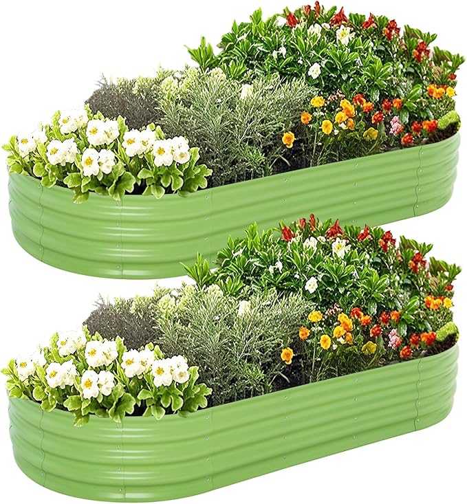 Galvanized Raised Garden Bed, 6x3x1 FT Thickening Planter Boxes Outdoor, Raised Beds for Gardening, Easy Assembly Large Garden Bed for Vegetables, Fruits, Flowers (Green, 2-Pack)