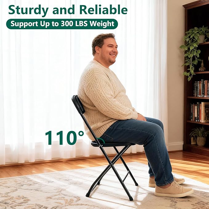 20 Pack Black Plastic Folding Chairs, Outdoor Portable Folding Chair with Steel Frame, 350lbs Capacity Stackable Foldable Chairs for Patio, Garden, Picnic, Kitchen, Events