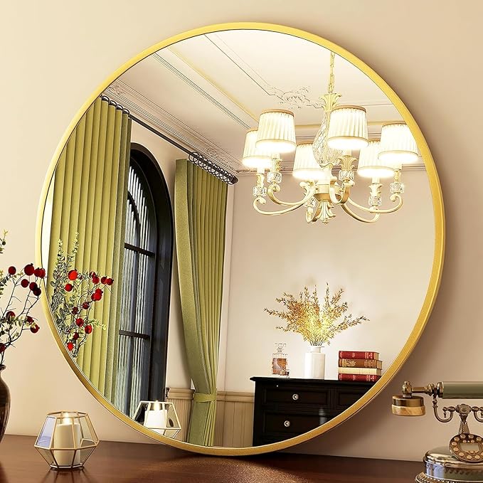 HARRITPURE Round Mirror 36 Gold Wall Mounted Circle Mirrors Vanity Mirror
