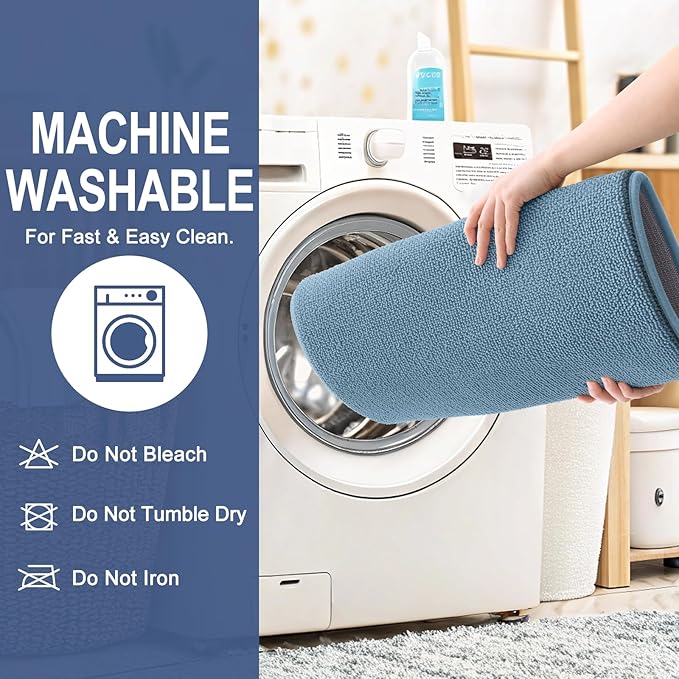 OLANLY Thick Memory Foam Bath Mat Rug 47x32, Extra Soft Absorbent Bathroom Rug, Quick Dry Bath Mats, Non-Slip, Machine Washable Carpet for Bathroom, Tub and Shower, Home Decor Accessories, Airy Blue