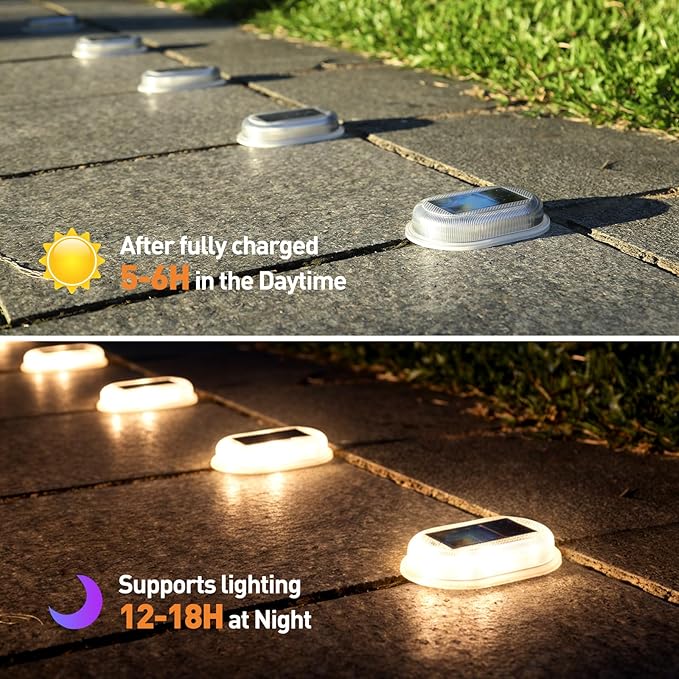 AGPTEK RGB Solar Deck Lights with Remote Control 4 Pack, One-Click Sync Group Control & 10 Light Modes & RGB Chasing, Outdoor Decorative Driveway Marker for Pathway, Dock, Step, Walkway, Yard, Garden