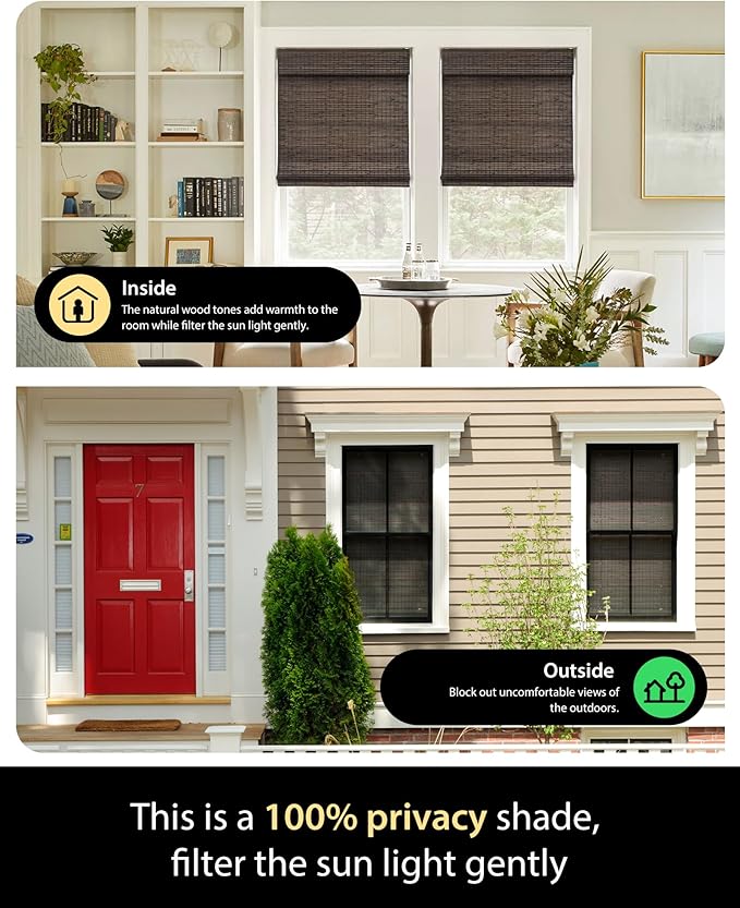 UNISHADES Cordless Bamboo Roman Shades