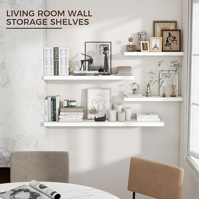 Venusmiles Floating Shelves for Wall 24 inch Long, Engineered Wood Wall Shelves