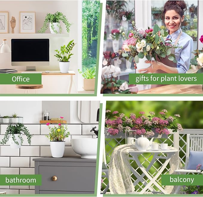 Yungyan 20 Sets 5" Self Watering Hanging Planter White Lazy Flower Pots Plastic