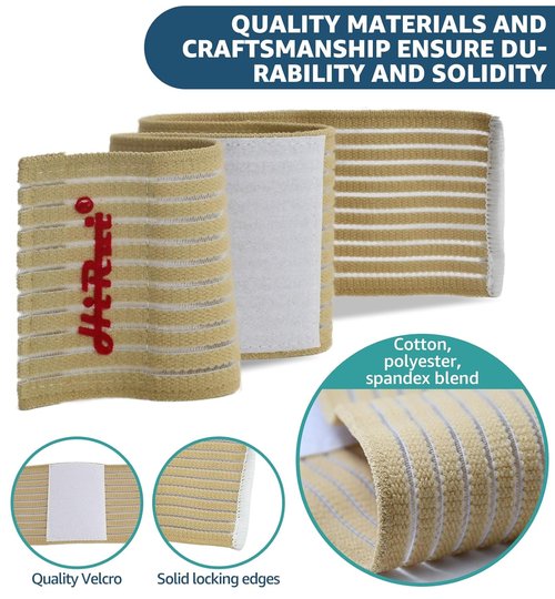 HiRui 2-Pack High-Elastic Wrist Support Straps Wrist Compression Bandage - Wrist Wraps Wristbands for Carpal Tunnel Arthritis Tendonitis Weightlifting Tennis Basketball - Breathable Soft (Beige)