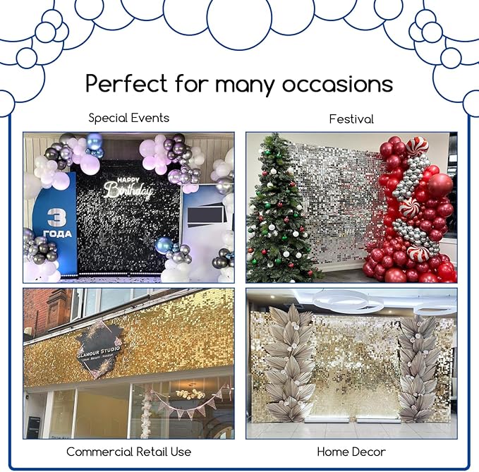 COKAOBE Silver Shimmer Wall Backdrop, Photo Backdrops
