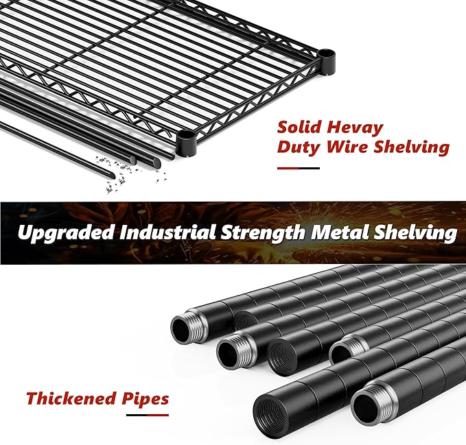 REIBII 5-Shelf Wire Shelving,Storage Shelves Metal Shelves for Storage,72’’H Adjustable Garage Shelving Heavy Duty Storage Rack Pantry Shelf Kitchen Shelving,72’’H X36’’W X14’’D