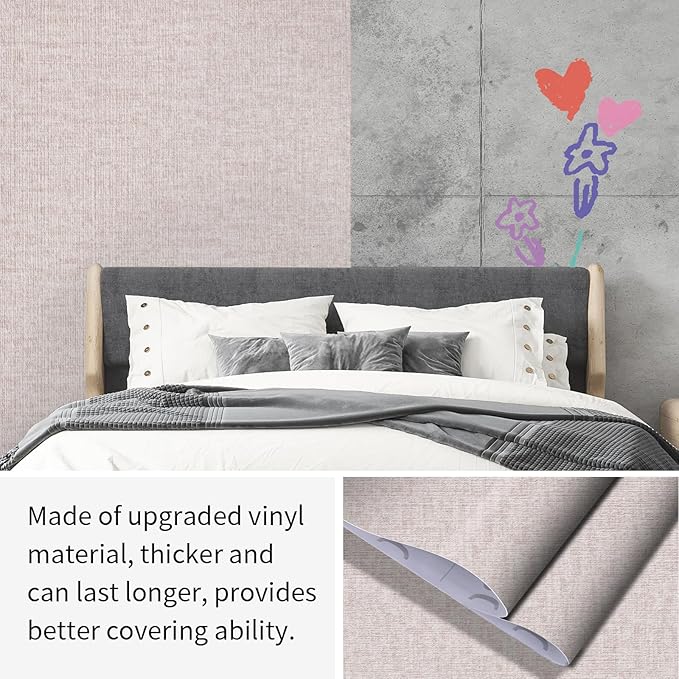 Beige Grasscloth Peel and Stick Wallpaper, Modern Textured Wallpaper 15.75inch