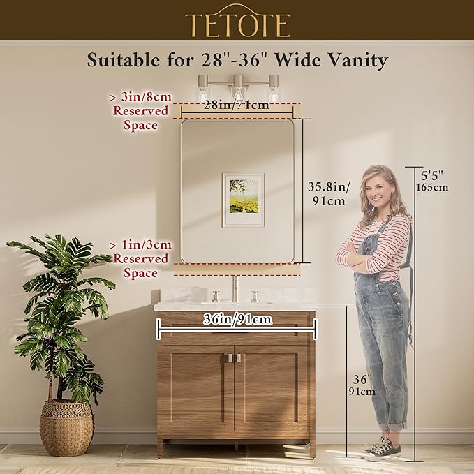 TETOTE Gold Vanity Mirror 28 x 36 Inch