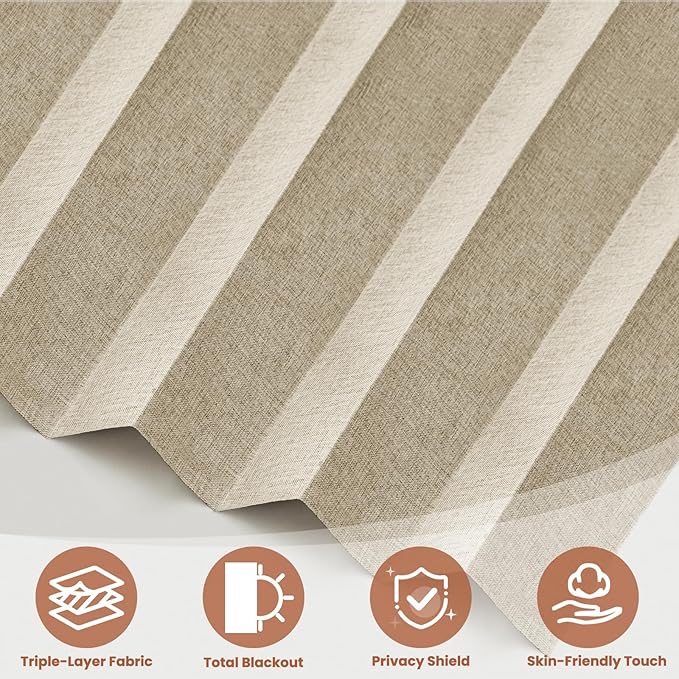 AJAZZ Blackout Accordion Door Curtain 98"x84" Cream Yellow