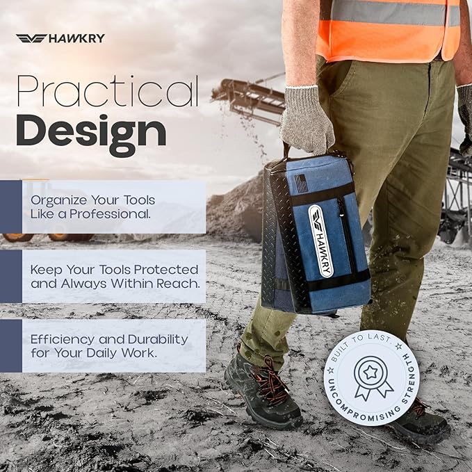 HAWKRY Heavy Duty Canvas Tool Bag Set of 2 – Waterproof Canvas Zipper Pouch, Garden Tool Bag, Construction Bags Heavy Duty, Small Zipper Pouch, Motorcycle Tool, Multipurpose Fishing Bag