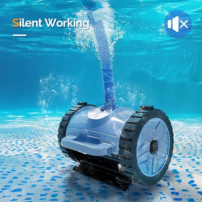(2025 Upgrade) VINGLI Pool Vacuum Cleaner, Suction Side Wall-Climbing Sweeper for Ground&Inground Pools, Automatic Pool Vacuum with 39.6ft Tangle-Free Hose (Memory Blue&Gray)