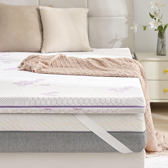 SINWEEK 3 Inch Memory Foam Mattress Topper Queen Size, Soft and Medium Mattress Pad for Back Pain Relief, High Density Foam Bed Topper with Textured Cover, CertiPUR-US Certified
