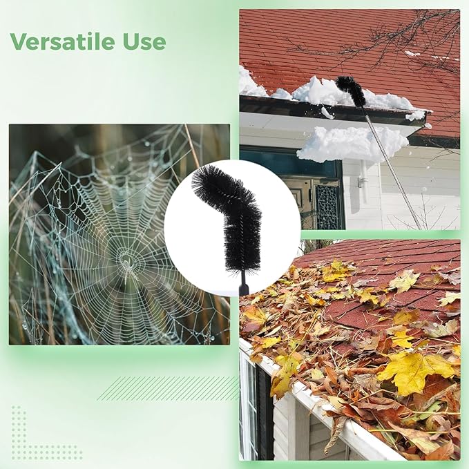 Ground Gutter Cleaning Tool, 105.5 in Extension Pole, Adjustable Gutter Cleaner Brush, L-Shaped Head, for Leaves Branches and Debris