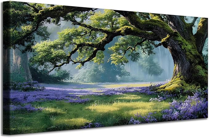 Ardemy Giant Tree Forest Canvas Wall Art 40"x20" Picture – Sunlit Landscape