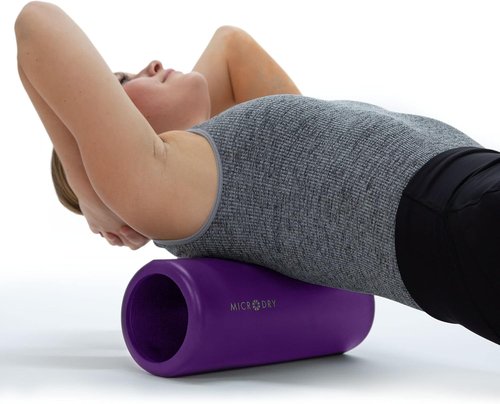 MICRODRY Deluxe Foam Back Roller - Muscle Relief & Deep Tissue Massage - 13x5.3, Purple