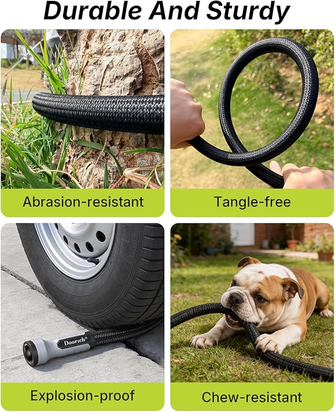 Garden Hose, Flexible Ultra Lightweight Durable, Kink-Free Water Hose - Non-Shrinking, Easy to Store, All-Weather, High-Pressure, Black (10 FT)
