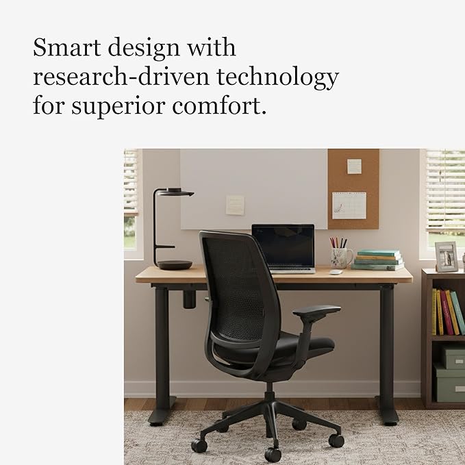 Steelcase Series 2 Office Chair - Ergonomic Work Chair with Wheels for Hard Flooring - with Back Support, Weight-Activated Adjustment & Arm Support - Adjustable Rolling Chairs for Desk - Licorice